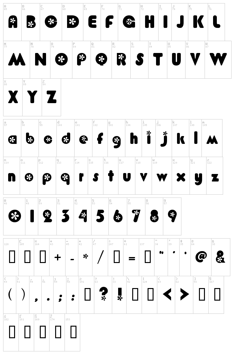 Flower Bold font map